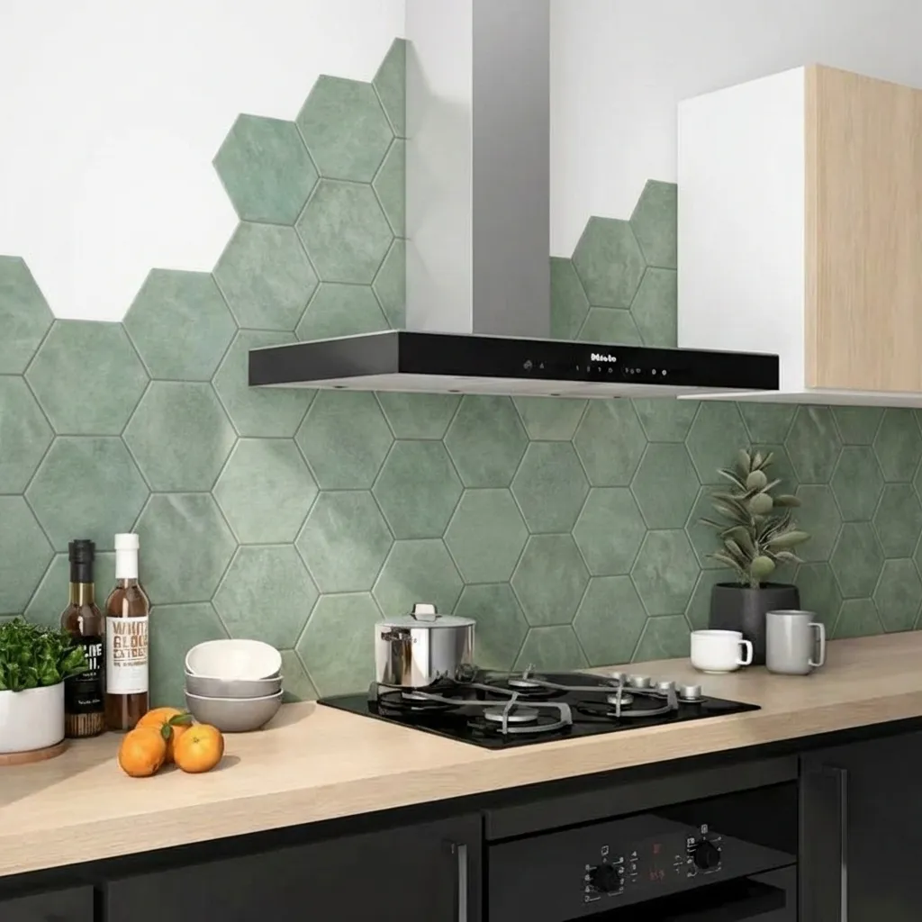 Wet Hexagon Verde Claire